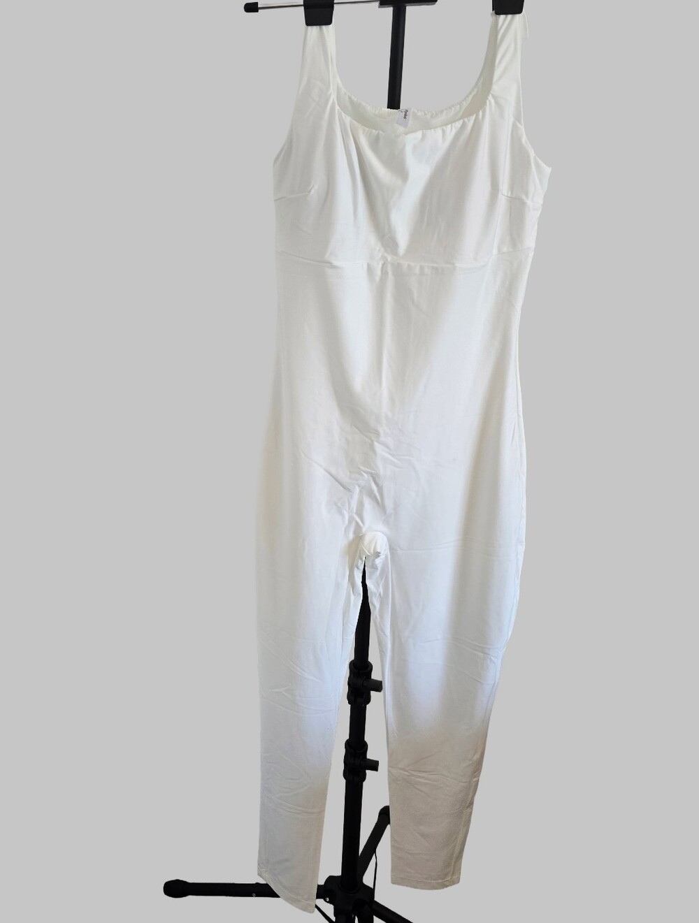 Popilush Square Neck Thigh Slimming Workout Jumpsuit White Size XL NWT